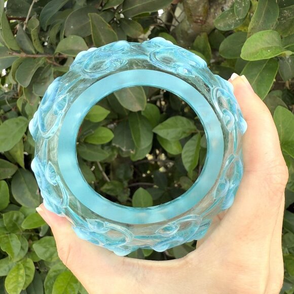 Fenton ICE BLUE Opalescent Lily Of The Valley Glass Fairy Lamp 7” EXCELLENT - Picture 4 of 8